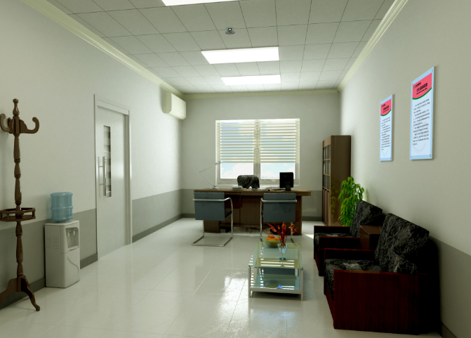米白色格子灯在办公室装修设计中的审美与应用
